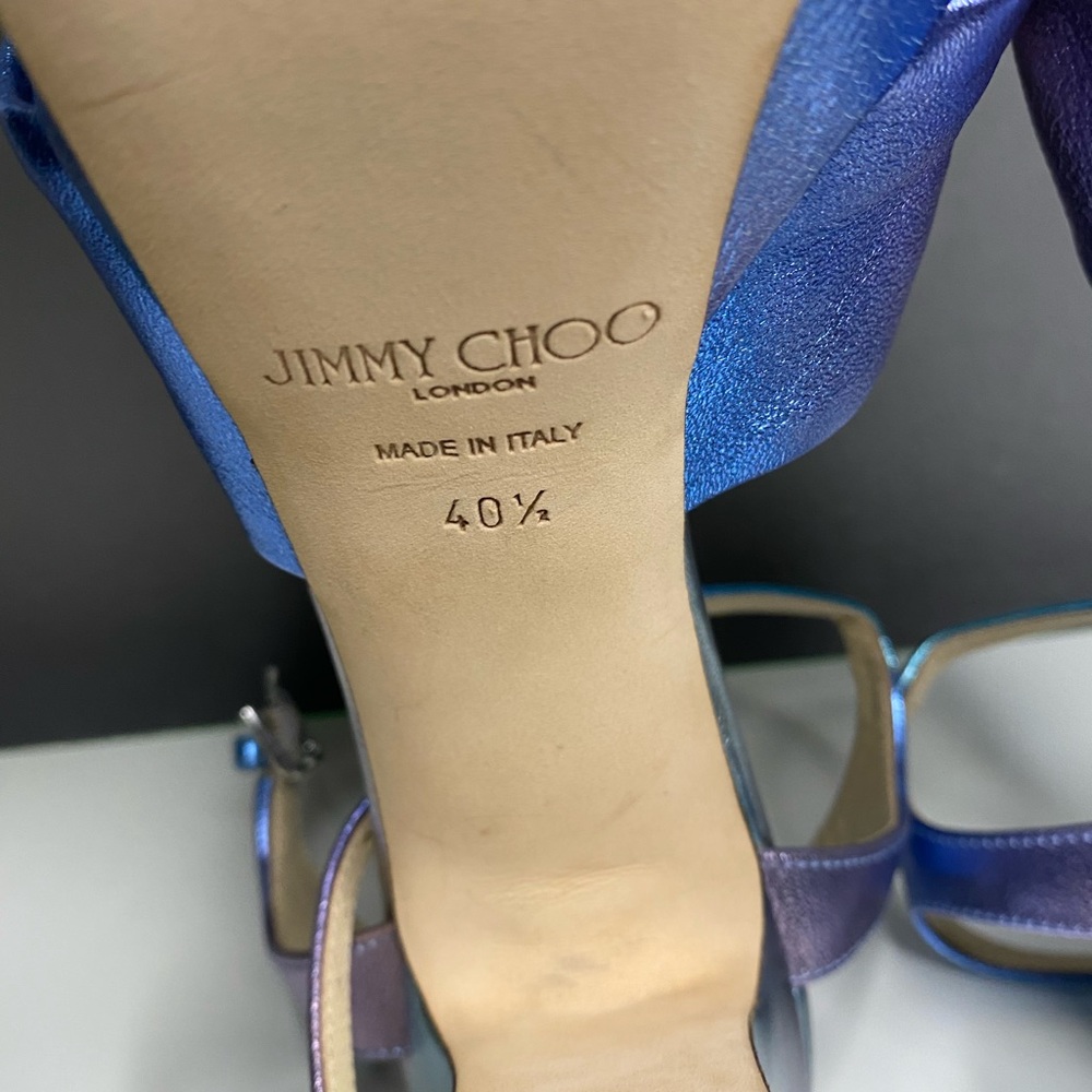 Jimmy Choo Iridescent Blue-Purple Platform Sandals - Picture 5 of 9